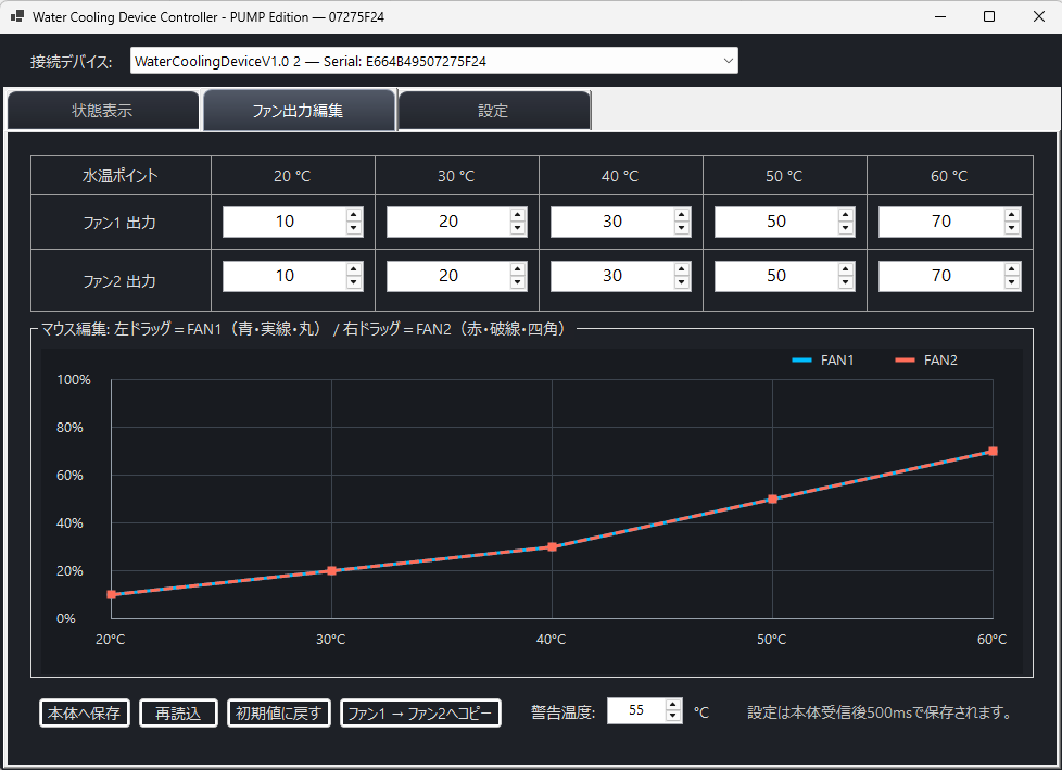 Windowsアプリのファンカーブ設定